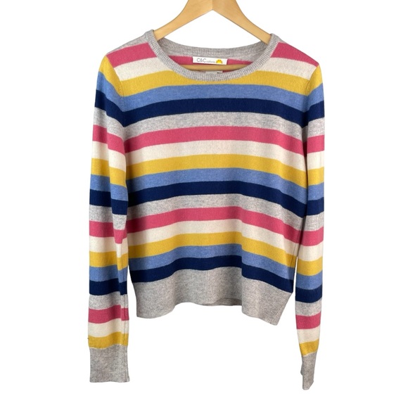 Cashmere sweater sizes large, colorful stripes cashmere sweater for fall - Picture 1 of 9